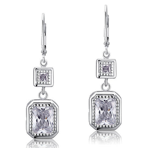 4 Carat Emerald Cut Created Diamond 925 Sterling Silver Dangle Earrings XFE8014-1